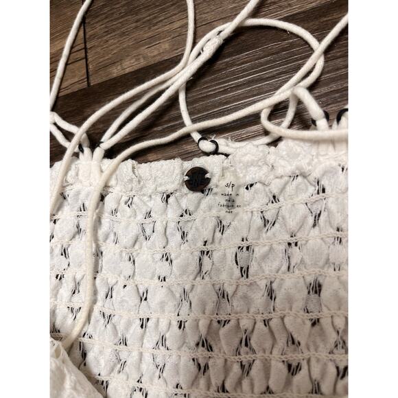 NWT Free People Adella Lace Cami Ivory Boho Peplum Crochet Tank Small Coquette - Picture 9 of 15